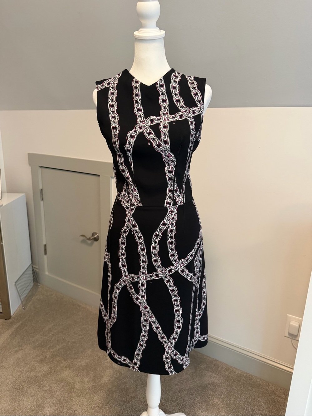 LOUIS VUITTON Black Nautical Chain Print Sleeveless Sheath Dress FR 34 US 0 2β